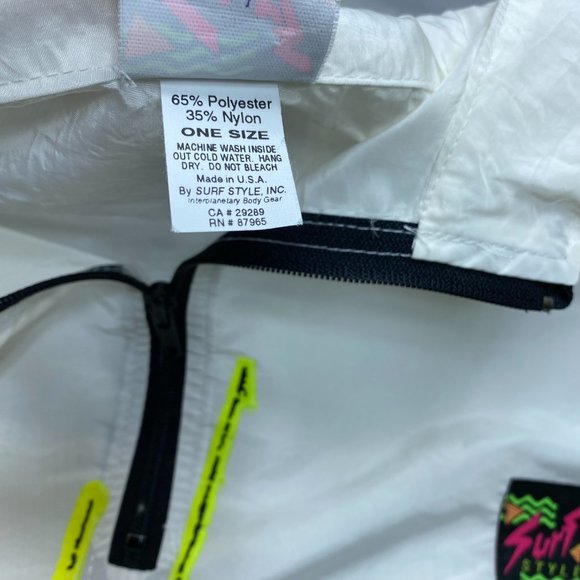 Vintage Surf Style OS Windbreaker Jacket Key West White - Picture 5 of 6